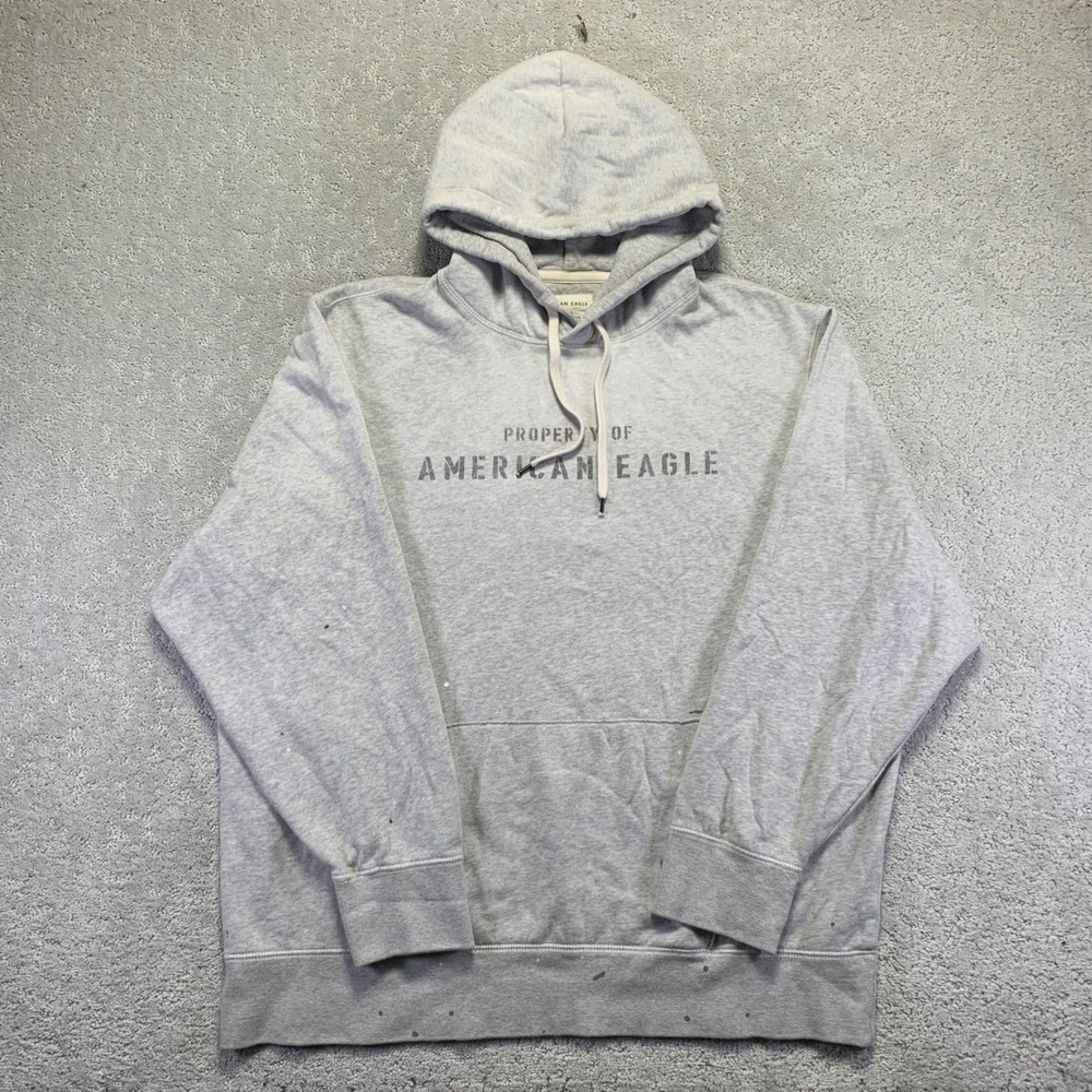 American Eagle Outfitters Hoodie Mens‎ XXL Grey Sweatshirt Paint Splatter Grunge